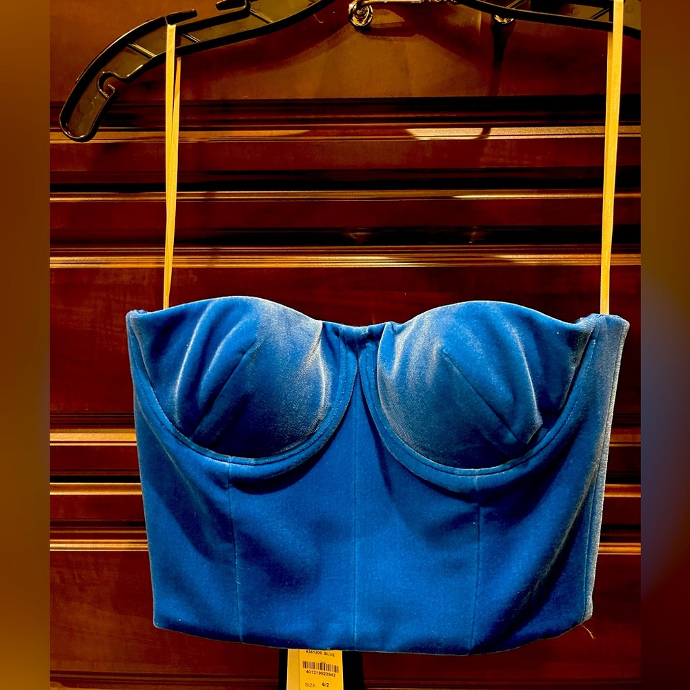 Alex Perry Bloom Strapless Velvet Bustier Top Sz UK6 / US2